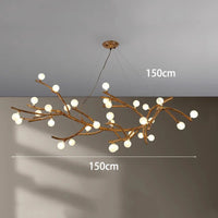 Lustre LED Branche de Bois: Design Moderne