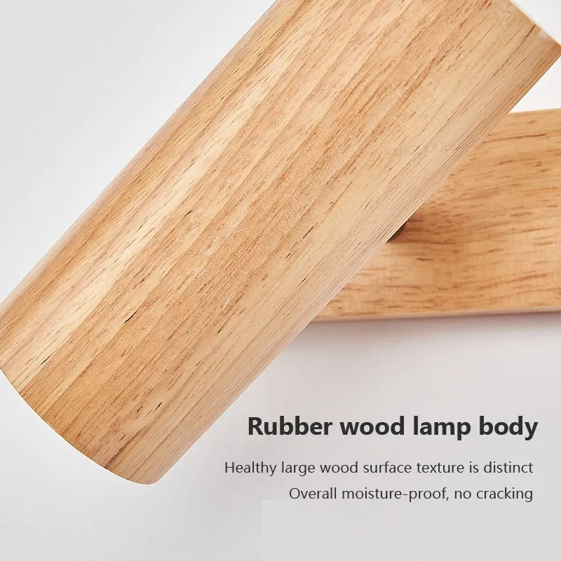 Applique murale LED nordique en bois multi-angle réglable - Projecteur de lumière pour chambres, salons et études Den