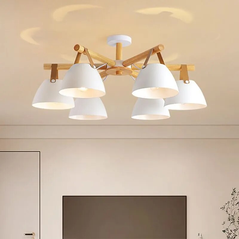 Plafonnier LED Bois & Cuir