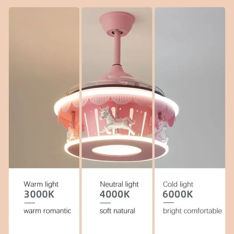 Lampe de plafond LED Carrousel Créatif pour Filles
