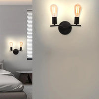 Applique murale double tête bois et fer loft