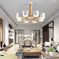 Lustre Nordique Créatif en Bois Massif pour Salon, Chambre et Salle à Manger