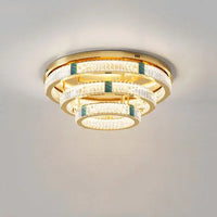 Lustre de Luxe en Cristal Rond à 3 Couches avec LED