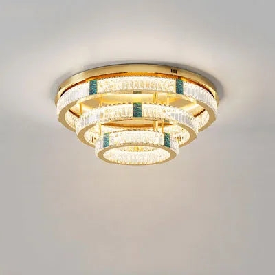 Lustre moderne en cristal rond à trois couches LED 2024 - Élégance Illuminée