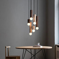 Lustre Chinois en Noyer avec Barre de Suspension