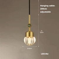 Lustre LED en Cuir et Verre