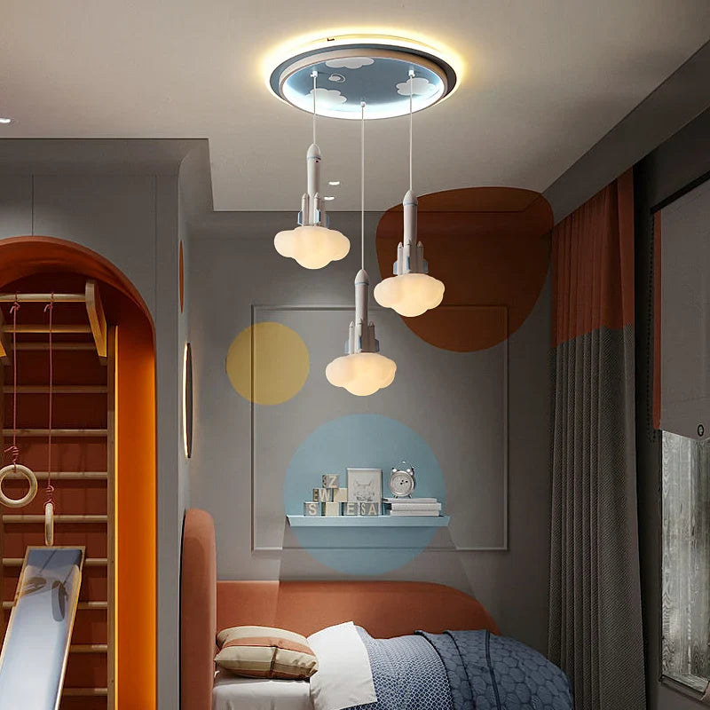 Lustre LED Créatif Trois Têtes pour Enfants - Design Enfance Brillante