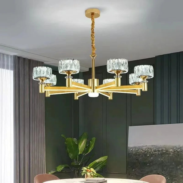 Lustre Nordique Luxe en Cristal Or et Noir