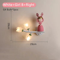 Applique murale LED G4 Lapin Fleur pour Enfants - Modèle Fille