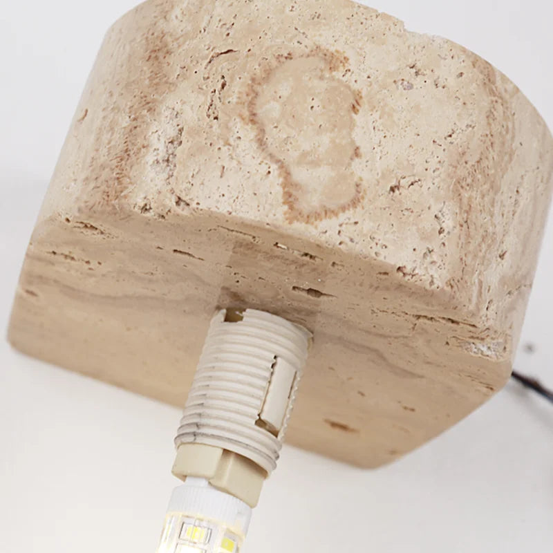Applique murale vintage en pierre naturelle avec abat-jour en verre et LED - Édition Limitée
