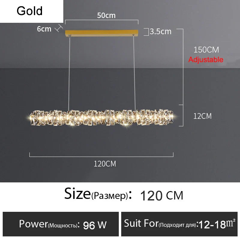 Lustre Or Dimmable avec anneau de lumière LED en cristal pour maison moderne de luxe