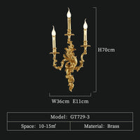 Applique murale luxueuse en laiton antique et cuivre royal