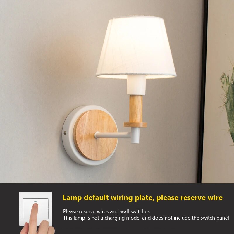 Applique Murale LED Nordique en Bois Massif