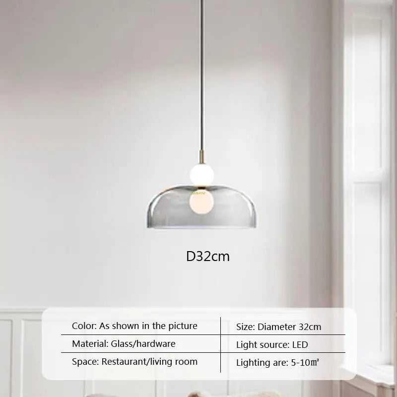 Suspension LED Nordica en verre gris fumé