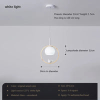 Suspension LED nordique en verre - Oiseau rond en bois