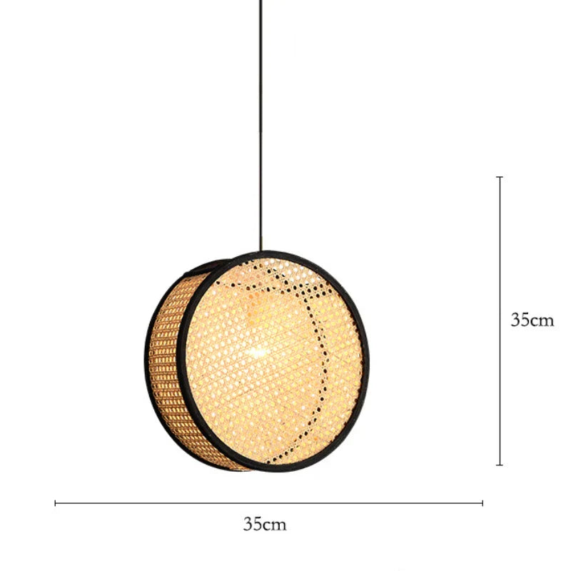 Lustre Japonais en Rotin Tissé Bambou – Style Minimaliste Moderne