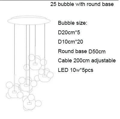 Lustre LED Boules en Verre Design Moderne Éclatant