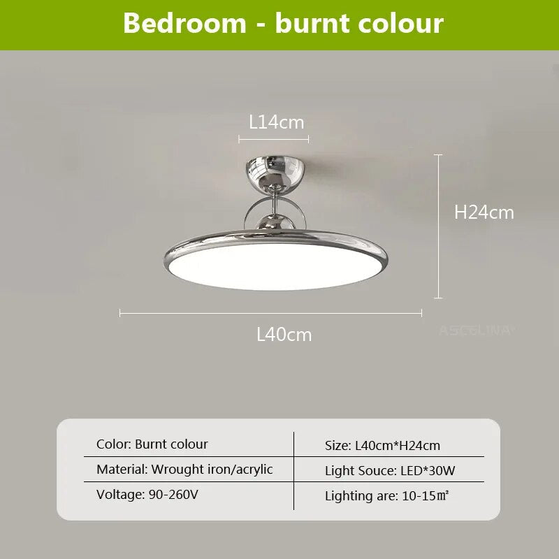 Plafonnier LED nordique crème avec design soucoupe volante