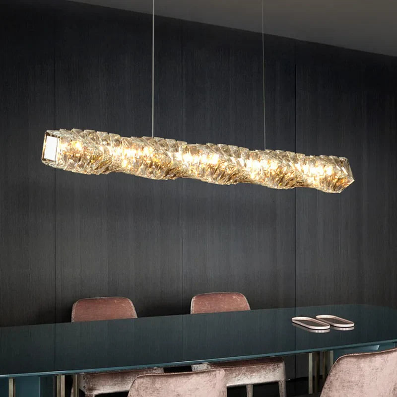 Lustre Or Dimmable avec anneau de lumière LED en cristal pour maison moderne de luxe
