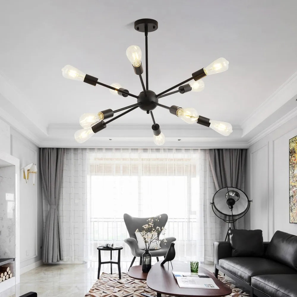 Lustre suspendu industriel en laiton noir brossé pour un design moderne et élégant
