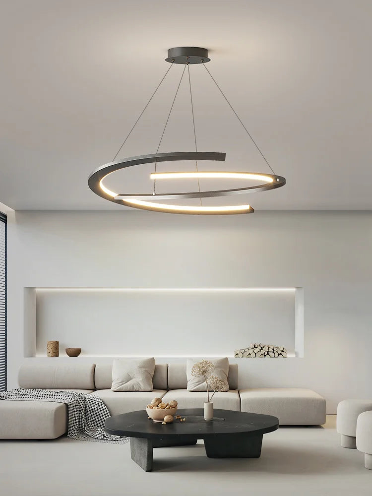Lustre moderne nordique à anneaux pour restaurant