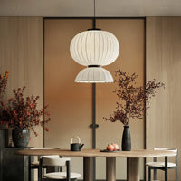 Lustre boule ovale en tissu japonais en soie design