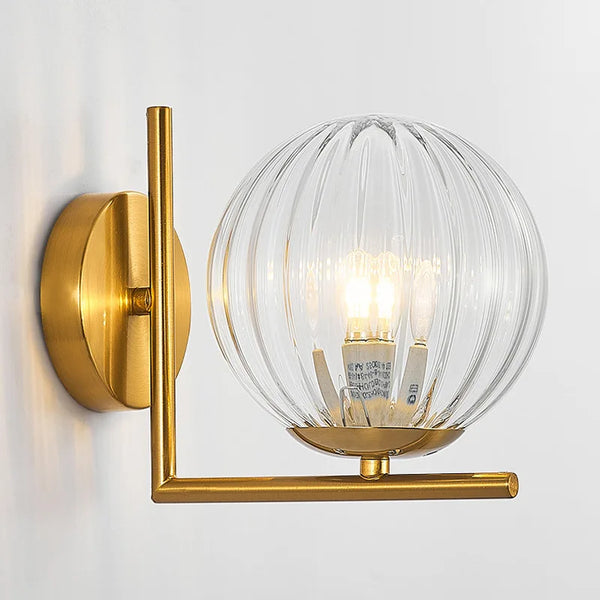 Applique murale LED design en fer avec abat-jour en verre