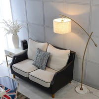 Lampadaire Luxe en Métal avec Abat-Jour en Tissu