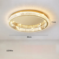 Lustre Luxe en Or et Argent avec LED Dimmable Rond