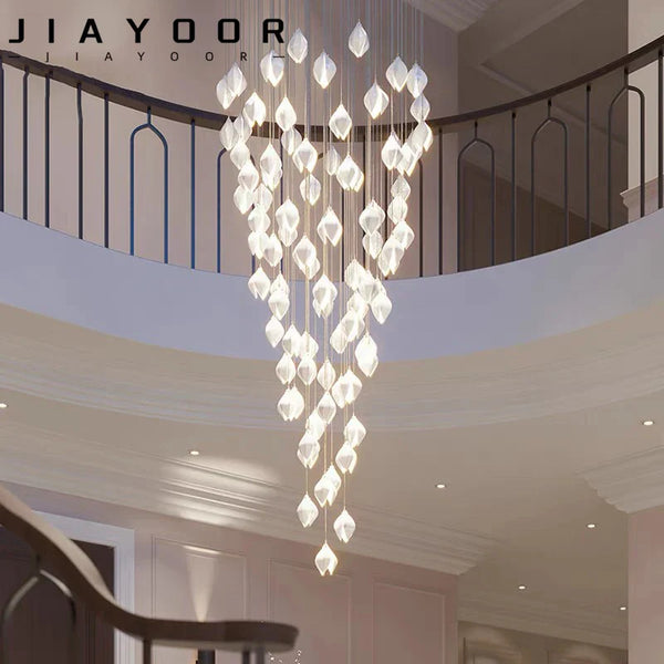 Suspension design Escalier moderne pour hôtel de luxe en céramique avec éclairage LED en forme de pétale