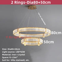 Lustre LED Nordique : Anneau Rond en Cristal Post-Moderne