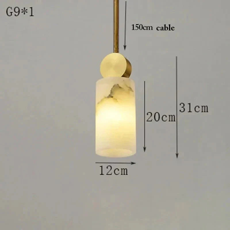 Suspension nordique en marbre et cuivre avec lumières LED - Luxe et élégance