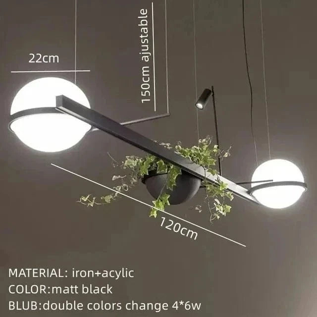 Lustre Moderne DIY LED avec Pot de Fleurs pour un Jardin Céleste