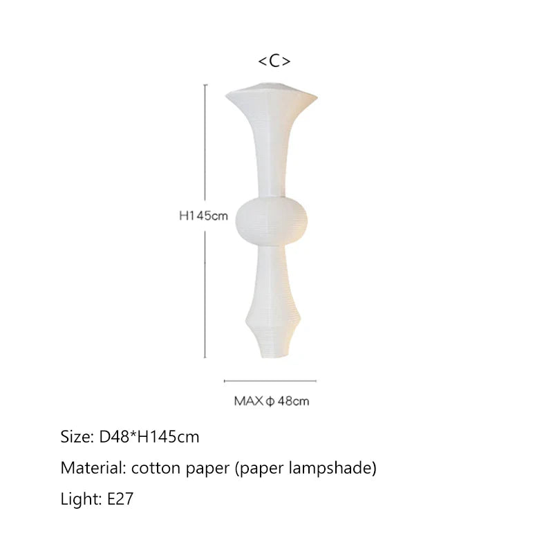 Lustre Nordique Wabi Sabi Vent Papier de Riz Suspension LED Lumières