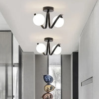 Plafonnier Nordique Double-Tête en Verre Noir et Or de Haute Qualité