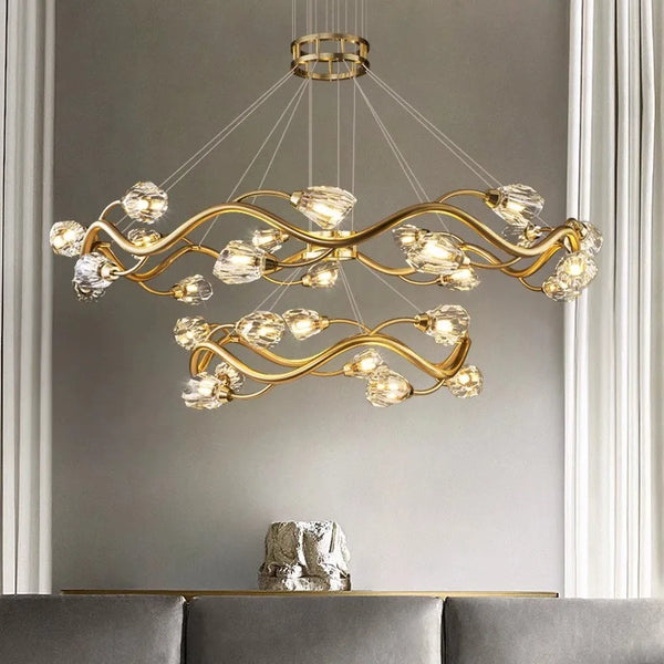 Lustre LED en cristal de luxe pour éclairage intérieur modernisé