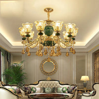 Lustre Européen LED en Céramique Cristal pour Villa Duplex
