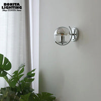 Applique murale Boule d'Espace Argentée - Design Élégant - Haricots Magiques - Petite Boule de Verre Semi-Plaquée Chromée - Applique Murale pour Couloir ou Chambre à Coucher