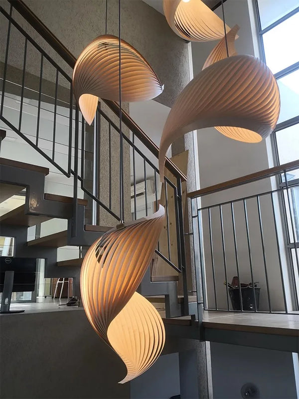 Lustre nordique Wabi Sabi en bois design rétro chic