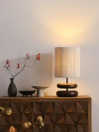 Lampe de table japonaise en bois massif - Édition Rétro