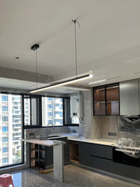 Lustre Nordique Moderne Minimaliste pour Bureau et Salle à Manger - Design Long Bar avec Éclairage LED