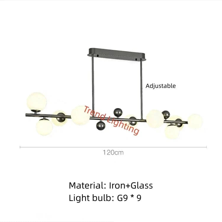 Lampe suspendue design en métal et verre ajustable pour décoration intérieure