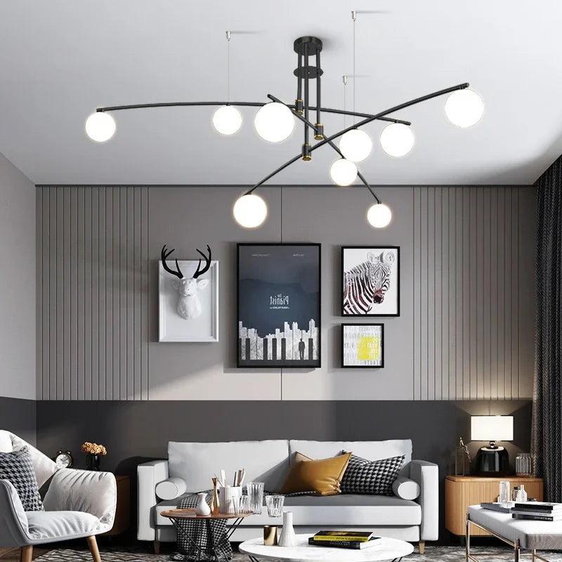 Lustre moderne nordique en verre avec luminaire suspendu en fer - Collection NordiGlass