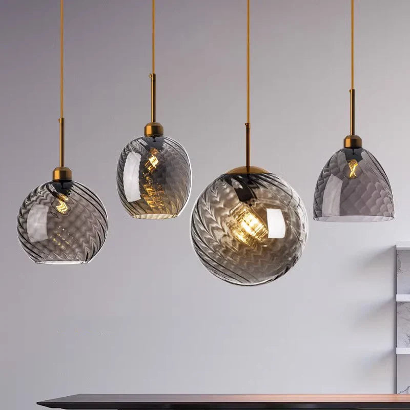 Suspension Nordique en Verre Fumé pour Éclairage Intérieur