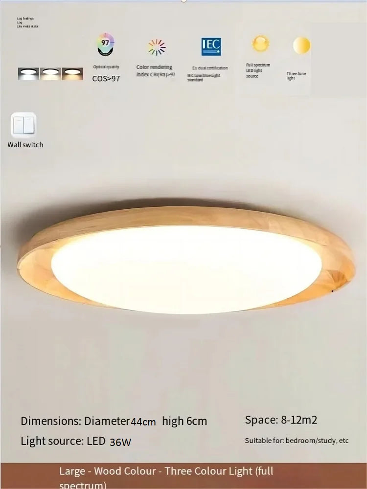 Plafonnier Wabi-Sabi Spectre Complet LED en Bois Massif Rondin - Édition Limitée