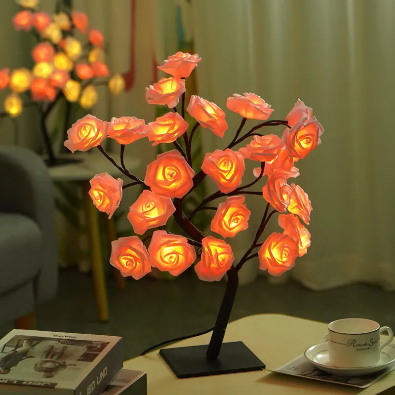 Lampe de table LED Nordique Cherry Blossom Crystal Veilleuse