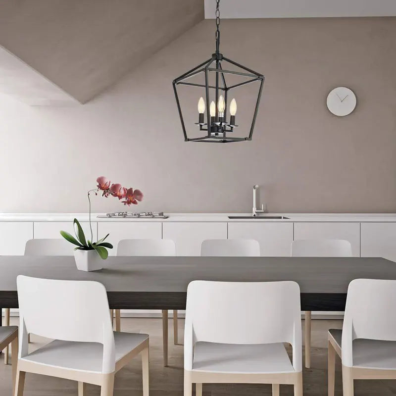 Lustre de ferme américaine minimaliste rétro pour cuisine, couloir ou chambre à coucher - Lumière noire.