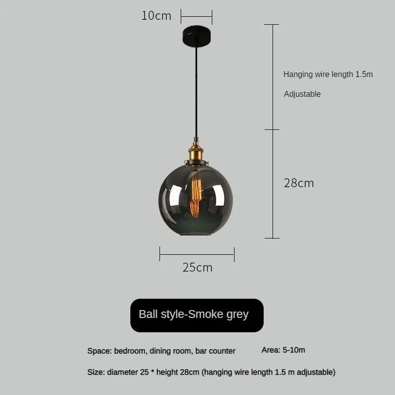 Suspension vintage en verre fumé pour restaurant loft