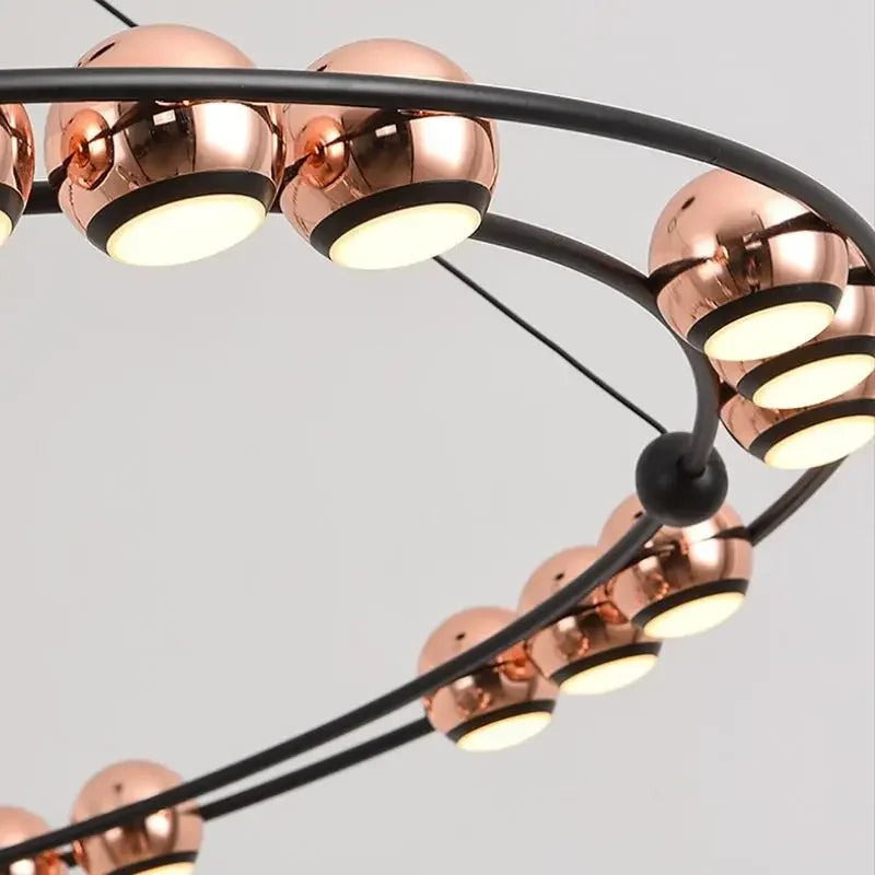 Lustre Nordique Moderne LED Circulaire De Luxe Haricot Duplex