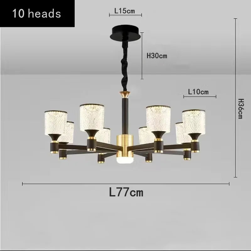 Lustre Nordique Luxe en Cristal Or et Noir